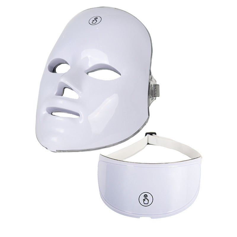 Masque LED facial, vue de détail sur l'ajustement et l'écran de commande
