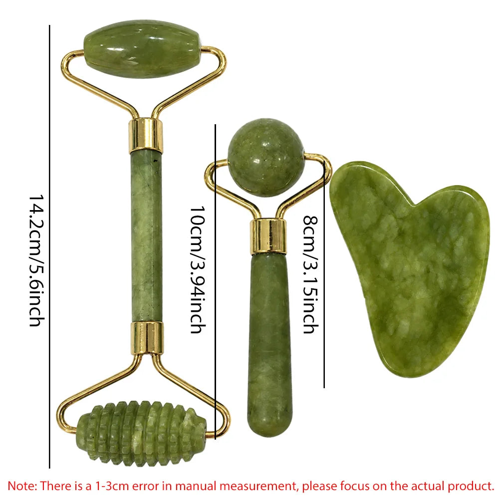 Gua Sha Jade Stone Set — 3 Tools for Face & Body Massage