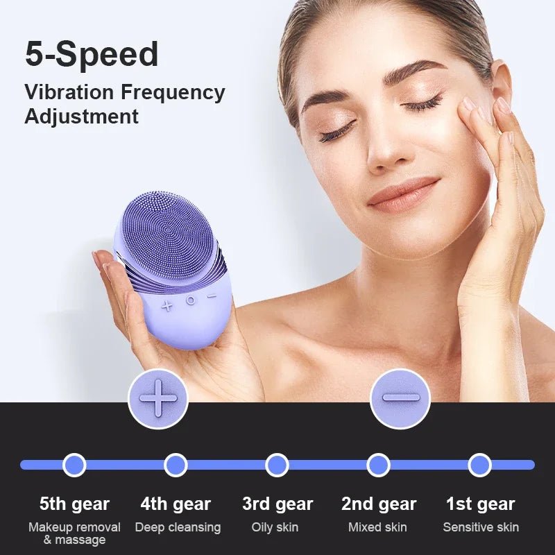 Brosse Nettoyante Électrique Visage — 5 Modes, Rechargeable USB