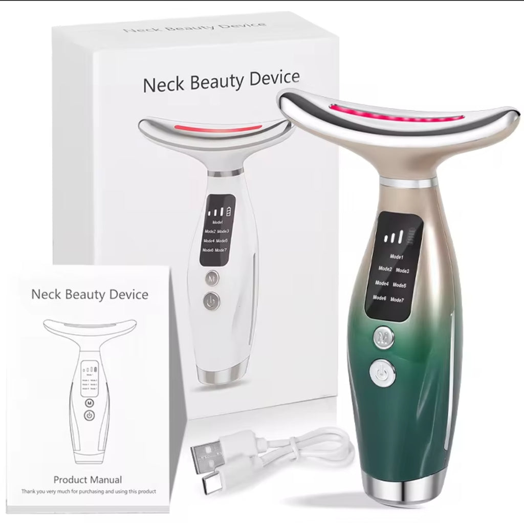 New EMS Micro-current Neck Face Beauty Device 7 Color Facial Massager for Enhanced Face Neck and Shoulder Care with Vibrating