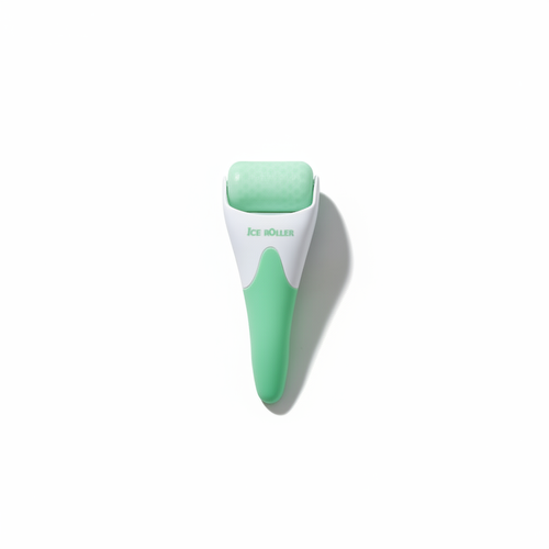 Rouleau de glace visage sur fond blanc, avec manche ergonomique